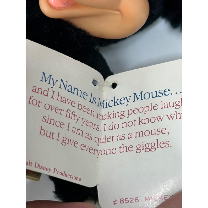 VTG 1981 Disney Applause Mickey Mouse Plush Stuffed Toy Doll 6.5"x9.5" w/ Tag afbeelding 7