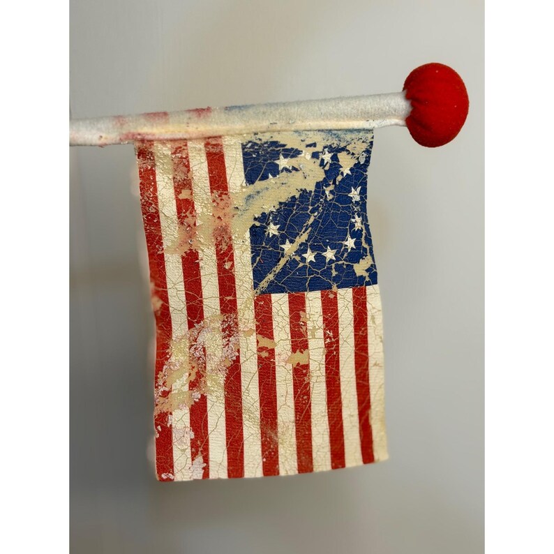 VTG Walt Disney World Mickey Mouse Plush Red White Blue Patriotic Flag Small 9" image 4