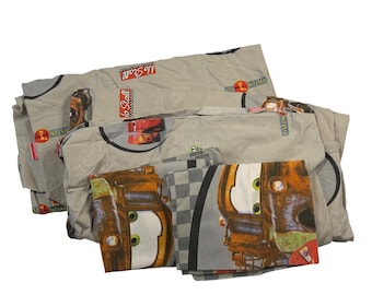 Disney Pixar Cars Sheet Set Grey Lightning McQueen Mater Piston Cup Twin 4pc