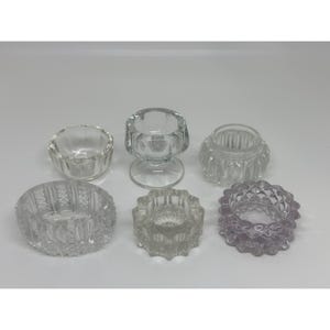 VTG Lot of 6 Cut Glass Crystal Salt Cellars Dips Mis Match Bohemian Cottage Core