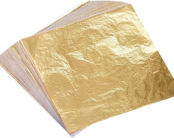 100 Sheets Imitation Gold Leaf for Arts, Gilding Crafting, Decoration, 5.5 by 5.5 Inches