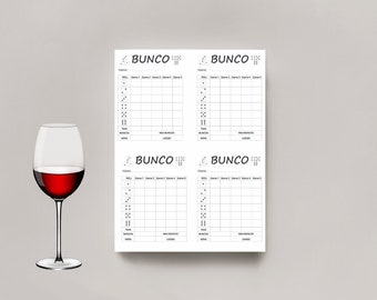 Bunco Scoresheet Digital Download 4 to a page PNG and PDF Score sheets, tally sheet.