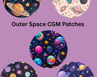Outer Space CGM Patches: Dexcom G7/Libre/G6/Omnipod, Style Pack of 5