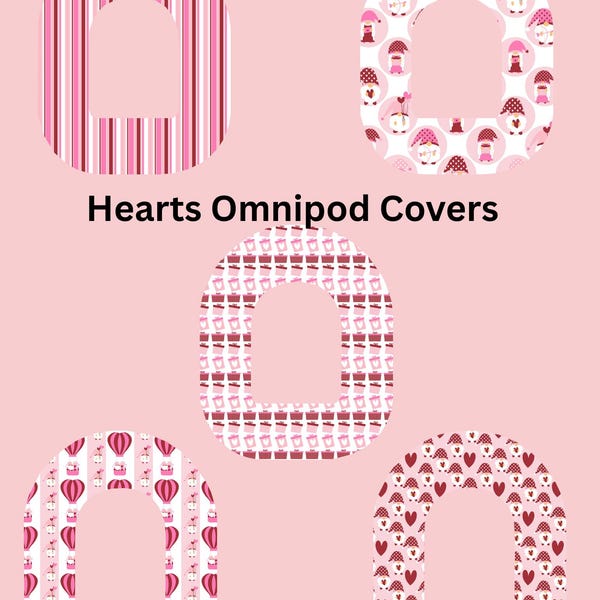 Omnipod Cover Hearts Theme Style Pack of 5