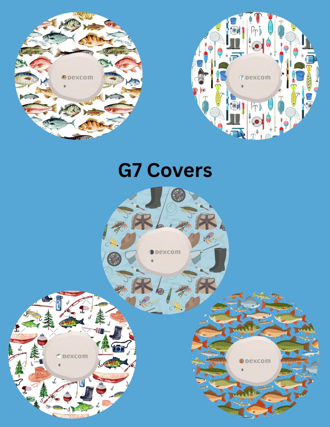 Fishing Theme CGM Stickers | Dexcom G7, Libre 2/3, G6 Cover Patches (5 ...