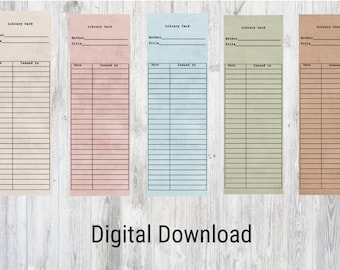 Library Card bookmark.  Great teacher gift Bookmark svg, png, eps, dxf, pdf 5 colors included
