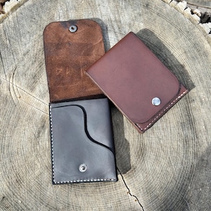 Cartera de cuero hecha a mano, billetera delgada plegable, billetera minimalista, cuero genuino, hecha en Canadá, billetera simple para hombres, billetera de cuero pequeña