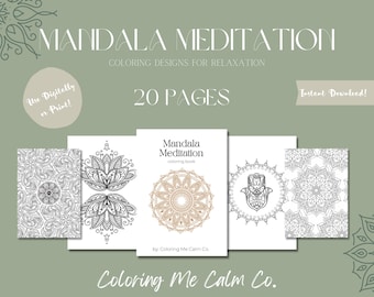 Relaxing Mandala Meditation Printable Coloring Pages | Digital/Instant Download |