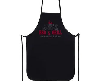 Tablier noir BBQ & Grill personnalisable