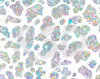 Glitter Cow Spots Holographic Seamless Digital Download - Background File Retro Spring Summer Western Cowgirl Girly
