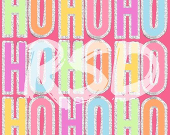 Descarga digital sin costuras HOHOHO - Archivo de fondo Nieve fría Niña Niño Neutro Diciembre Copo de nieve Colección coordinada Brillo Rosa Navidad