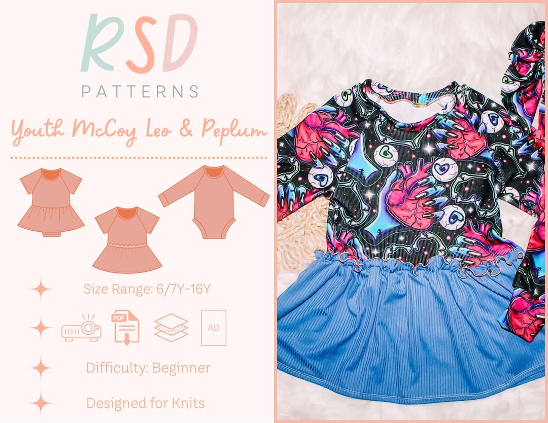RSD Youth Mccoy Leo/ Peplum PDF Sewing Pattern - Children Baby Toddler ...