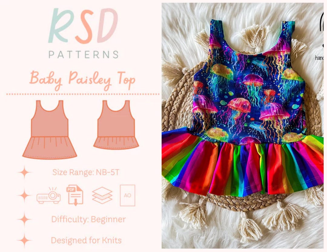 RSD Baby Paisley Top PDF Sewing Pattern - Children Baby Toddler Sewing ...