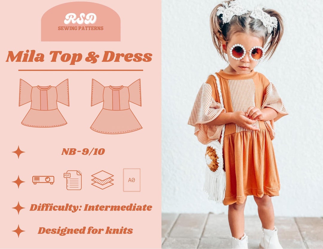 RSD Mila Top/dress PDF Sewing Pattern Children Baby Toddler Sewing