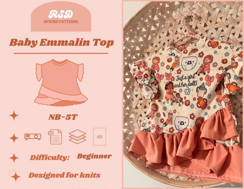 RSD Baby Emmalin Top PDF Sewing Pattern - Children Baby Toddler Sewing ...