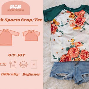 Patrón de costura en PDF para camiseta deportiva juvenil RSD - Patrones de costura para niños, bebés y niños pequeños
