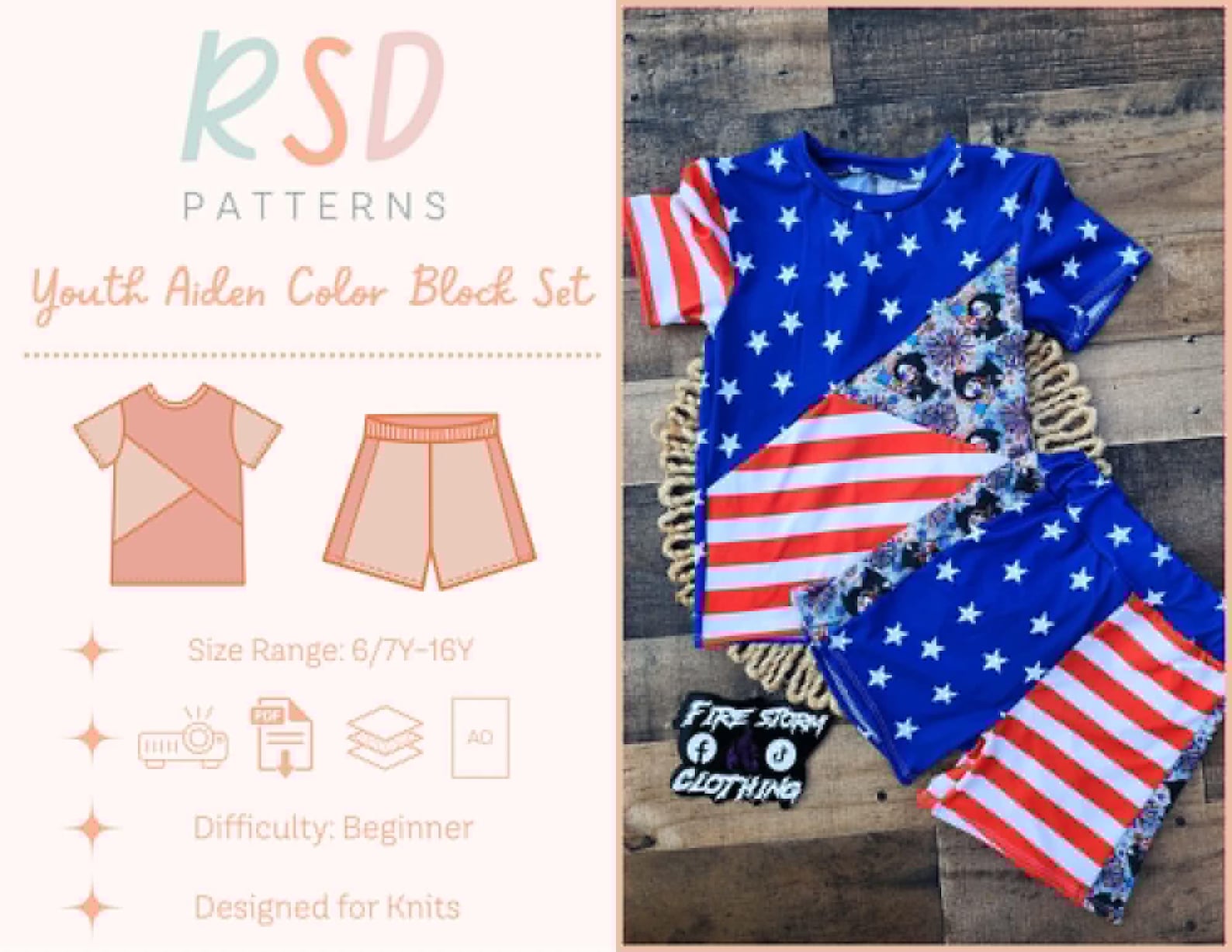 RSD Youth Aiden Color Block Set PDF Sewing Pattern - Children Baby ...