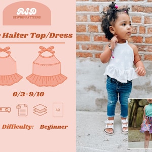 RSD Olive Ruffle Halter Top PDF Sewing Pattern - Children Baby Toddler Sewing Patterns