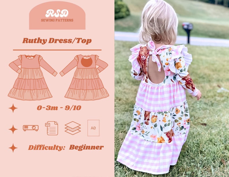 RSD Ruthy Top/dress PDF Sewing Pattern Children Baby Toddler Sewing