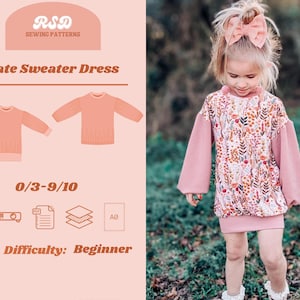 RSD Tate Pullover Kleid PDF Schnittmuster - Kinder Baby Kleinkind Schnittmuster