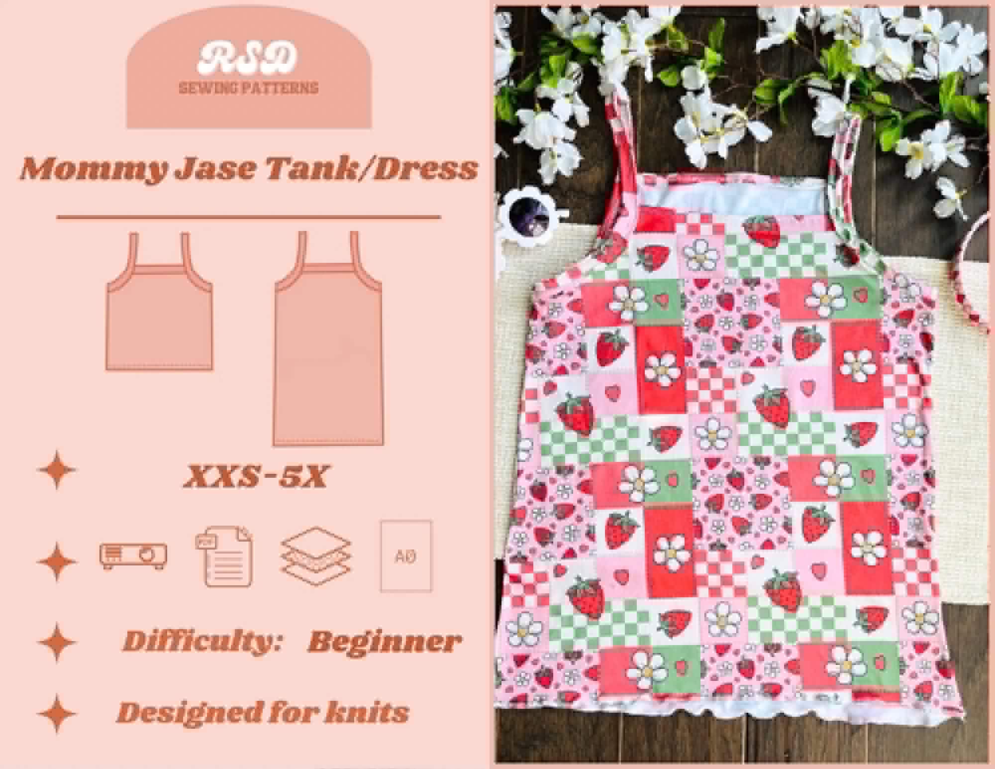 RSD Adult Mommy Jase Dress/Tank PDF Sewing Pattern - Womens Mommy Matching Sewing Patterns