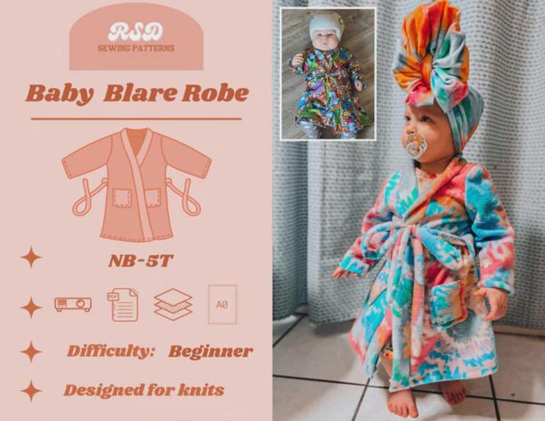 Toddler Robe Pattern RSD Baby Blare Robe PDF Sewing Pattern - Children Baby Toddler Sewing ...