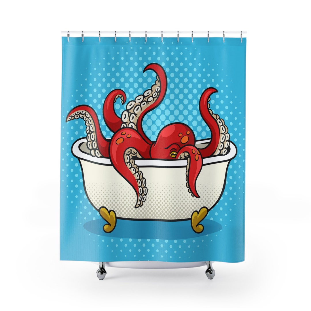 Octopus in the Bath Pinup Pop Art Retro Rast Comic Book Style Artwork