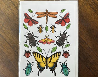 Single Insectos Cards Printable Insect Cards- Bugs- Insects- Insect Greeting Cards- Beetle ...