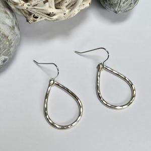 Sterling Silver Teardrop Earrings with Hammered Finish