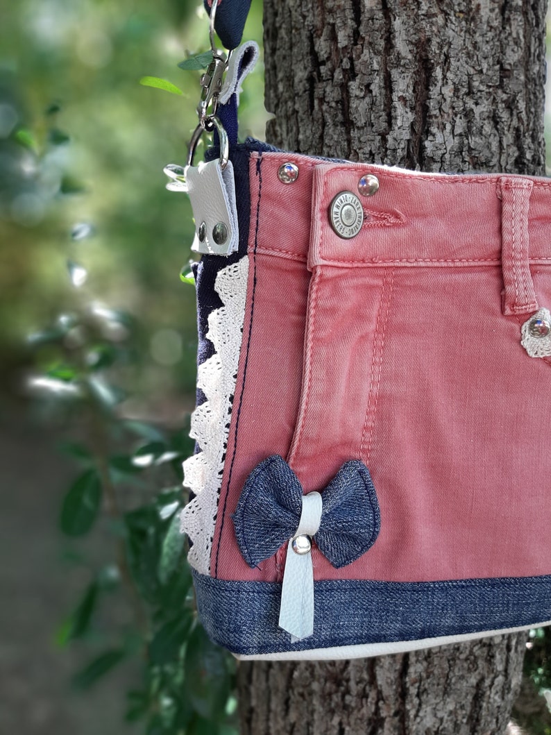 Small Denim Crossbody Bag With Adjustable Strap Upcycled Etsy