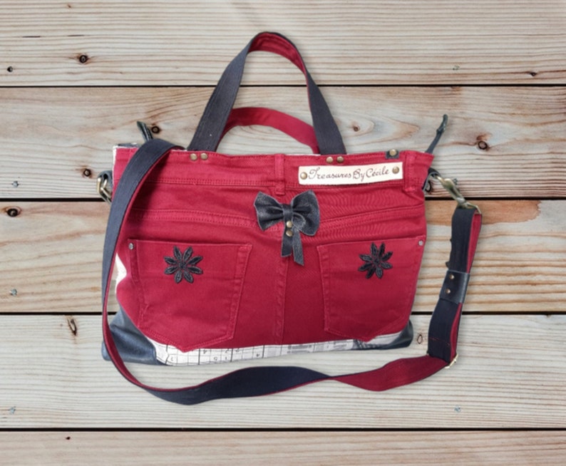 Denim Crossbody Bag With Removable Strap Upcycled Blue and Etsy