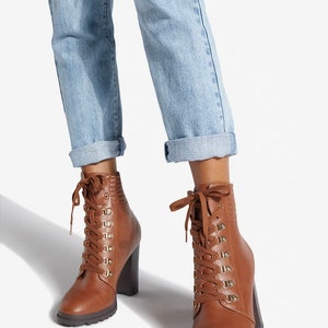 Brown Block Heel Bootie