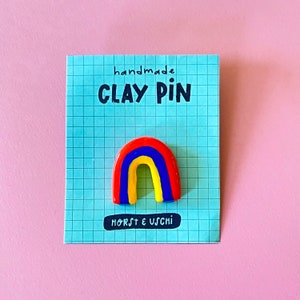 rainbow pin handmade | Polymer Clay Pin Rainbow | unique