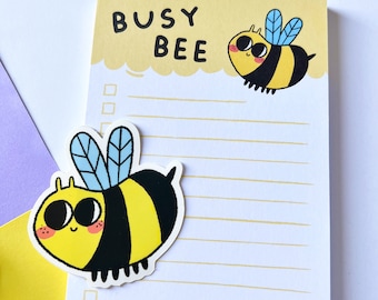 Bundle Busy Bee | Geschenkset | Aufkleber und Notizblock | Set fleißige Biene