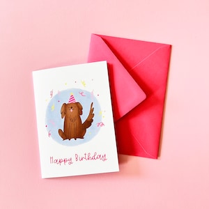 Geburtstagskarte Hund | Grußkarte mit Umschlag | Happy Birthday Karte