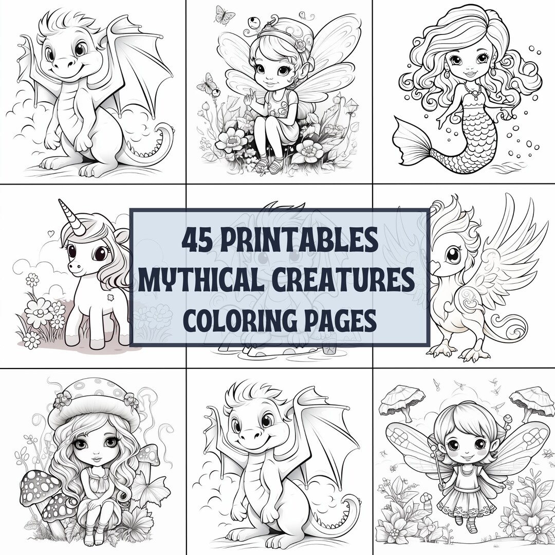 45 Cute Mythical Creatures Coloring Pages, Kids Coloring Printable ...