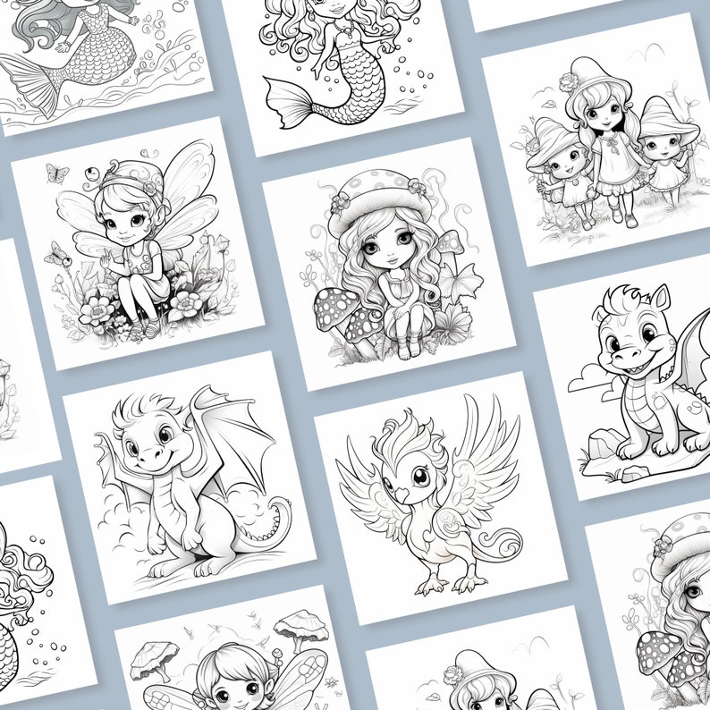 45 Cute Mythical Creatures Coloring Pages Kids Coloring Etsy