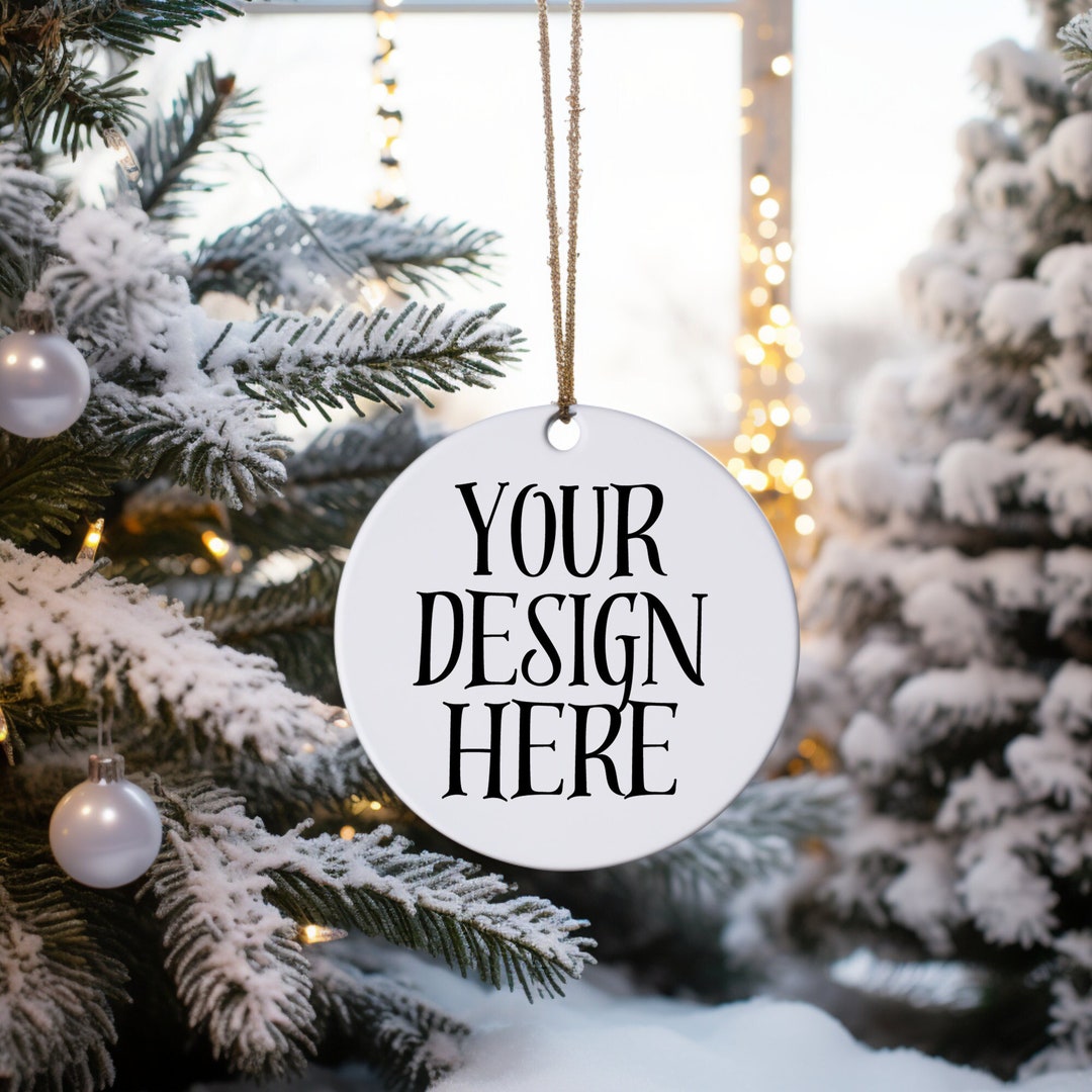 Christmas Tree Ornament Mockup, Christmas Mockup Blank White Round