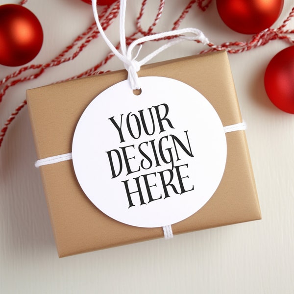 Christmas Gift Tag Mockup, Round Tag Mockup, White Gift Tag Mockup, Simple Tag Mockup, Paper Tag Mockup, Holiday Tag Mockup, Present Tag