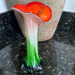 Murano Jack the pulpit handcrafted glass flower vase  8&quot;