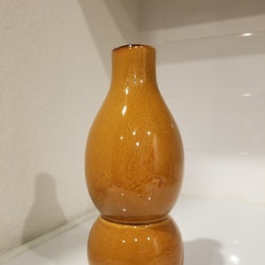 Lucky Gourd Yellow Vase, Double Gourd Ceramic Gold Vase, Double bubble Honeycomb vase Feng Shui Gourd vase Chinese gourd vase, New Year Gift