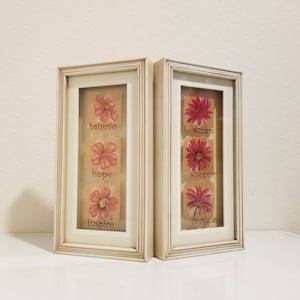 Vintage Wooden Framed Flowers Wall Decor,  Flower Wood Frame Wall Art Decor, Decorative Inspired Flower Wood Frame