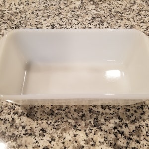 Vintage Meatloaf Bread Pan, Glasbake Milk Glass white, vintage baking pan, cake pan, white baking pan, square bread pan, glasbake casserole