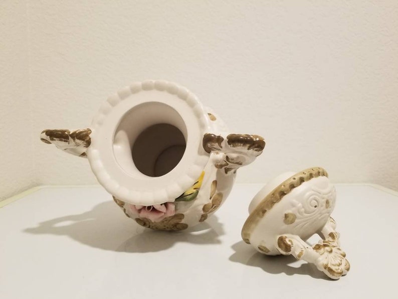 Vintage Italian Capodimonte Porcelain Vase With Lid, Hand Painted