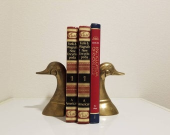 Vintage Solid Brass Duck Bookends Block, Set of 2 Brass Duck Book ends, Mid Century Modern 6 inch tall Brass Bookends Art Decor