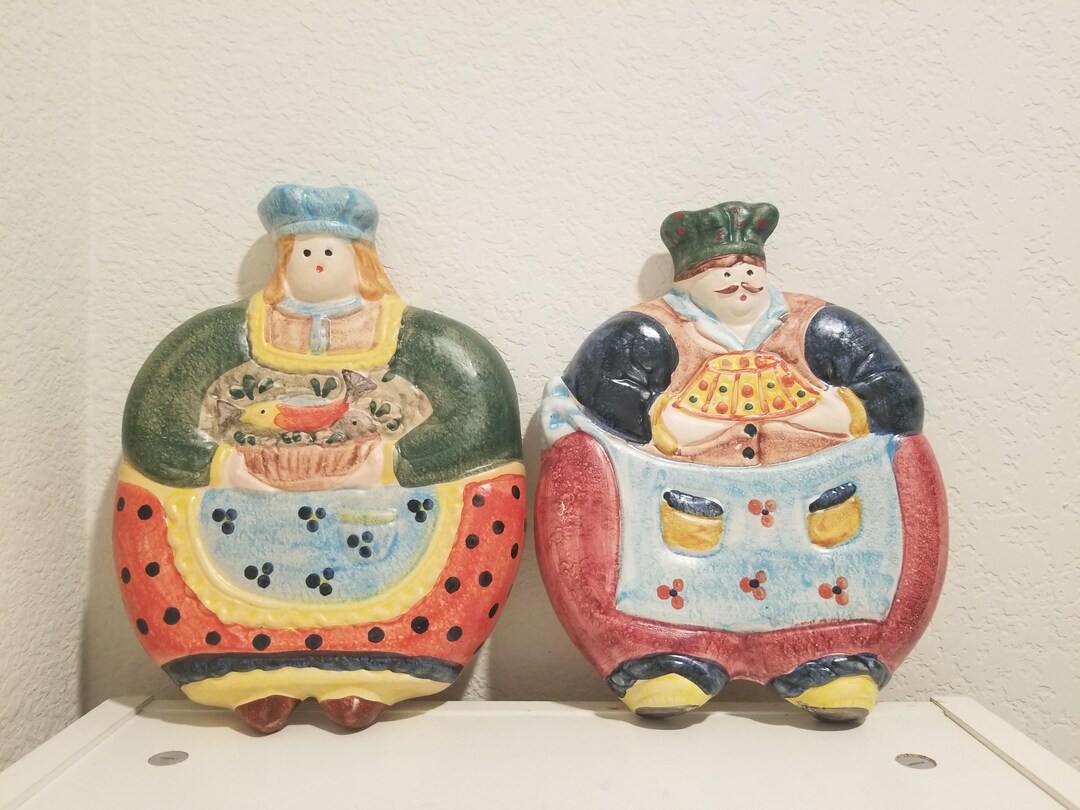 figurines kitchen accessories at frances goss blog... Ceramic Chef Figurines, Colorful Kitchen Wall Decor, Vintage Cook ...