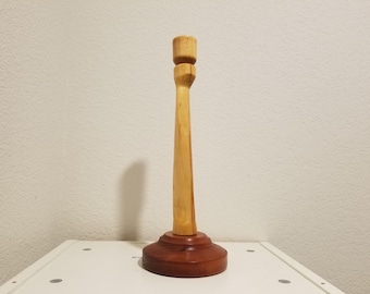 Handgjord ljusstake i trä, vriden ljusstake 25 cm hög, minimalistisk pelarljusstake i trä, handgjord ljusstake 2,5 cm ljus