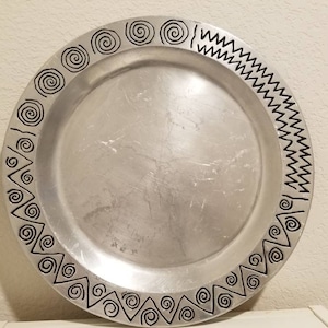 Vintage Wilton Round Armetale Metal Tray 14&quot;, Large Pewter Metal Serving Platter, Metal serving Tray, Metal Platter, Discontinued