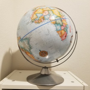 12 inch vintage globe master world globe on stand multicolored