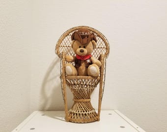 1970 年代のエマニュエル スタイル ピーコック チェア 編み込みラタン